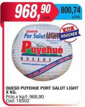 Maxiconsumo Queso puyehue port salut light oferta