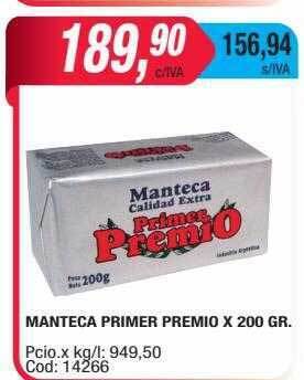 Maxiconsumo Manteca primer premio oferta