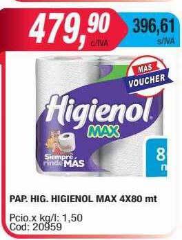 Maxiconsumo Pap. hig. higienol max oferta