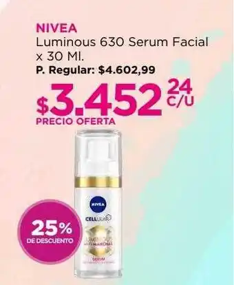 Punto de Salud Nivea luminous 630 serum facial 25% de descuento oferta
