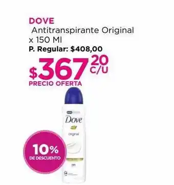 Punto de Salud Dove antitranspirante original 10% de descuento oferta