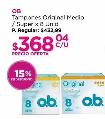 Ob tampones original medio super 15% de descuento