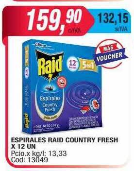Maxiconsumo Espirales raid country fresh oferta