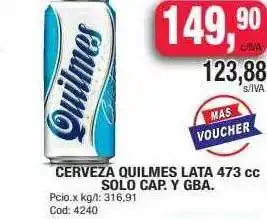 Maxiconsumo Cerveza quilmes lata solo cap. y gba oferta