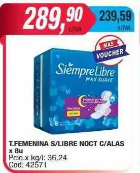 Maxiconsumo T femenina s libre noct c alas oferta