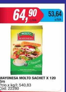 Maxiconsumo Mayonesa molto sachet oferta