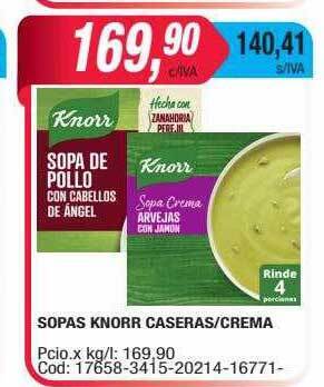 Maxiconsumo Sopas knorr caseras crema oferta