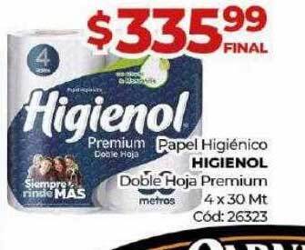 Diarco Papel higiénico higienol doble hoja premium oferta