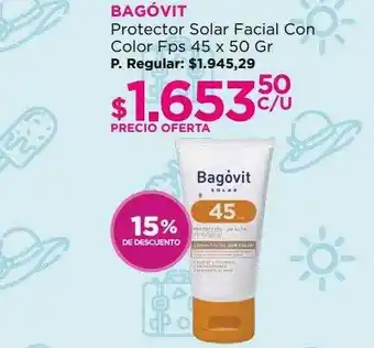 Punto de Salud Bagóvit protector solar facial con color fps 45 15% de descuento oferta