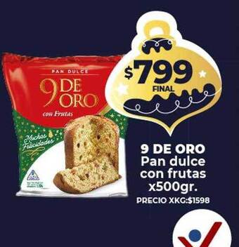 Supermayorista Vital 9 de oro pan dulce con frutas oferta