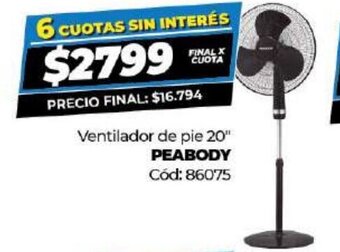 Diarco Ventilador De Pie 20" Peabody oferta