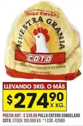 Coto Pollo Entero Congelado Coto oferta