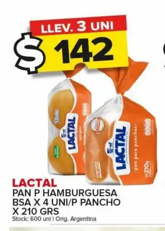 Carrefour Maxi Lactal Pan P Hamburguesa Bsa x 4 Uni/P Pancho x 210grs oferta