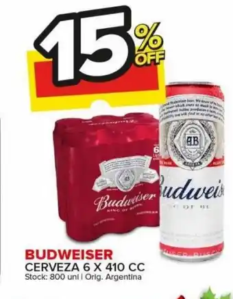 Carrefour Maxi Budweiser Cerveza 6 x 410cc oferta