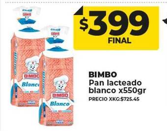 Supermayorista Vital Bimbo pan lacteado blanco oferta