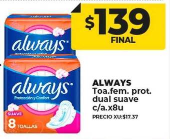 Supermayorista Vital Always toa. fem. prot. dual suave oferta