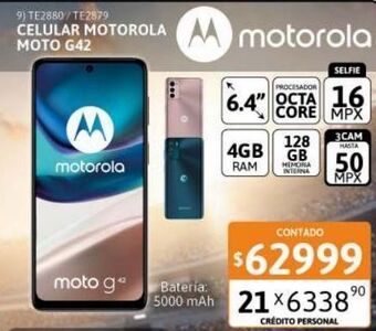 Cetrogar Celular motorola g42 6.43" 4/128gb rosa oferta