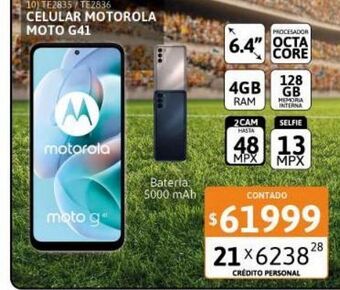 Cetrogar Celular motorola moto g41 6.4" 4/128gb negro onix oferta