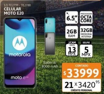 Cetrogar Celular motorola e20 6.5" 2/32 azul oferta