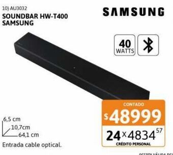 Cetrogar Soundbar hw-t400 2.0ch 40w samsung oferta