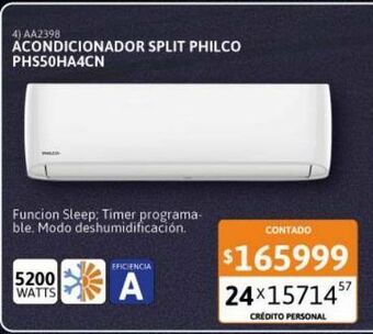 Cetrogar Aire acondicionado split philco phs50ha4cn 5200w frío calor ea oferta