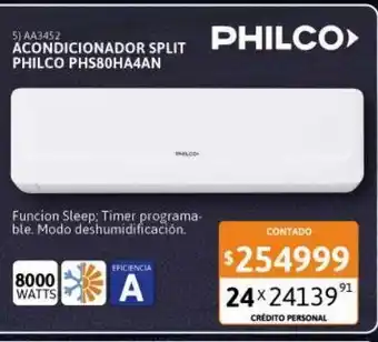 Cetrogar Aires acondicionado split philco 8000w frío-calor ea phs80ha4cn oferta