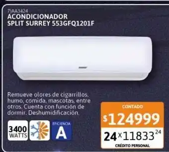 Cetrogar Aire acondicionado split surrey 3400w fc oferta
