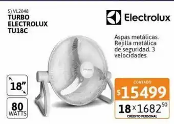 Cetrogar Turbo ventilador 18" tu18c 80w electrolux oferta