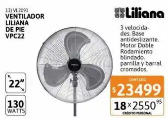 Cetrogar Ventilador de pie 22" liliana 130w oferta