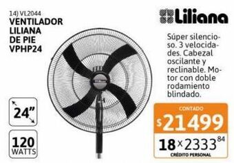 Cetrogar Ventilador de pie 24" 120w vph2416 liliana oferta