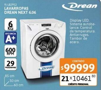 Cetrogar Lavarropas drean next 6.06 eco 6k 600rpm cf oferta