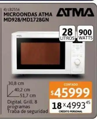 Cetrogar Microondas grill 28lt atma oferta