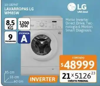 Cetrogar Lavarropas lg 8.5kg 1200rpm cf blanco inverter oferta