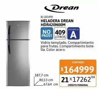 Cetrogar Heladera con freezer drean 409 lt oferta