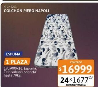 Cetrogar Colchón napoli 1 plaza 190x80x18 cm piero oferta