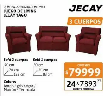Cetrogar Juego living jecay yago 211 rustico bordo oferta