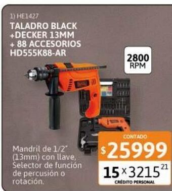 Cetrogar Taladro 13mm + 88 accesorios b&d oferta