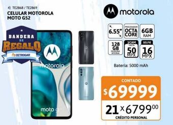 Cetrogar Celular motorola g52 6.55" 6/128gb negro oferta