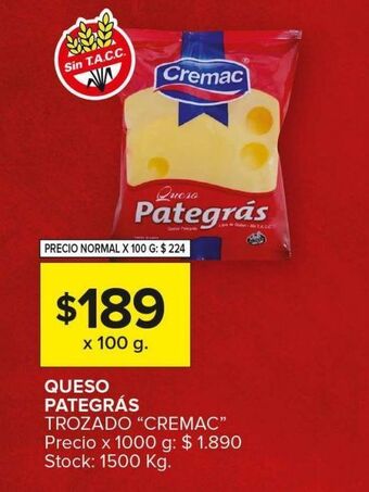Carrefour Maxi Queso pategrás trozado cremac x 100g oferta