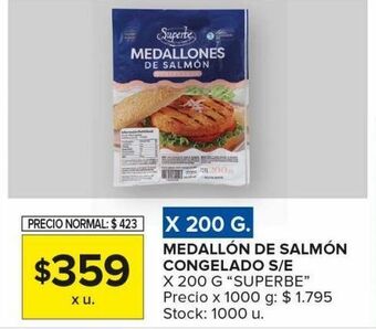 Carrefour Maxi Madallón de salmón congelado s/e x 200g superbe oferta