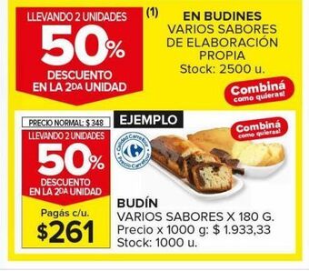 Carrefour Maxi Budín varios sabores x 180g oferta