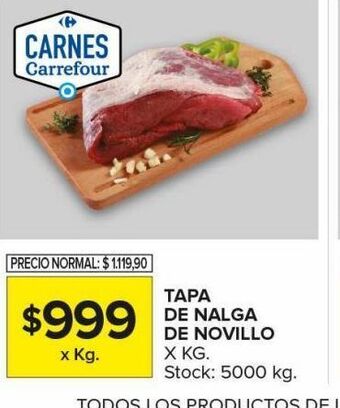 Carrefour Maxi Tapa de nalga de novillo x kg oferta