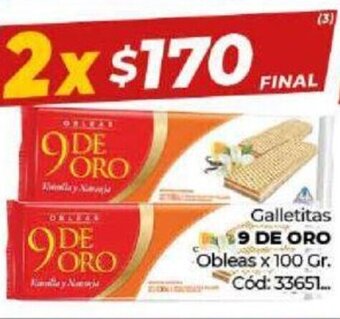 Diarco Galletitas 9 De Oro Obleas oferta