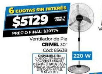 Diarco Ventilador de Pie Crivel 30" oferta