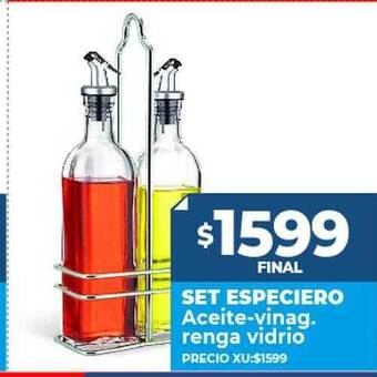 Supermayorista Vital Set especiero aceite-vinag. renga vidrio oferta