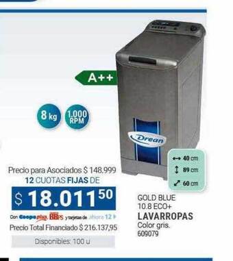 Cooperativa Obrera Drean gold blue 10.8 eco+ lavarropas oferta