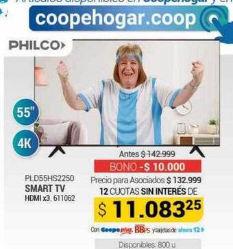 Cooperativa Obrera Philco pld55hs2250 smart tv oferta