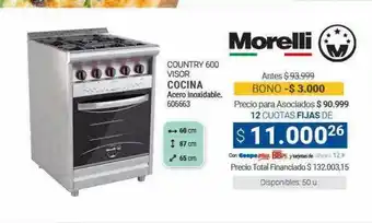 Cooperativa Obrera Morelli country 600 visor cocina oferta