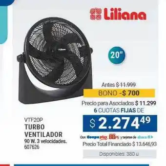 Cooperativa Obrera Liliana vtf20p turbo ventilador oferta