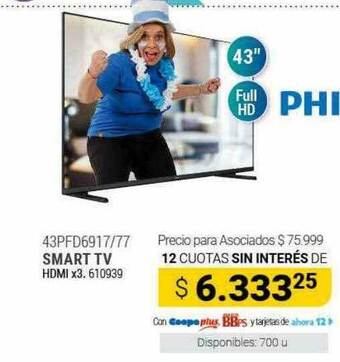 Cooperativa Obrera Philips 43pfd6917-77 smart tv oferta